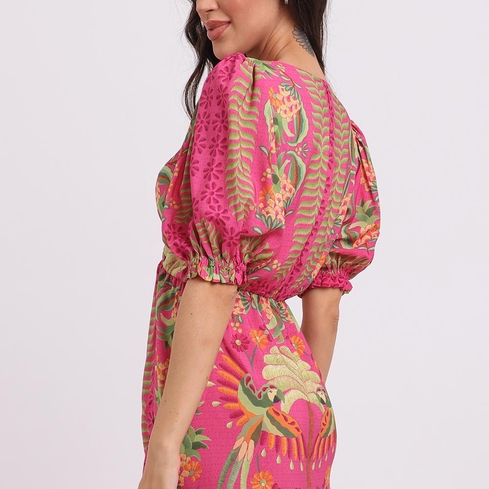 FARM Rio Pink and Green Patterned Mini Dress - Picture 3 of 5